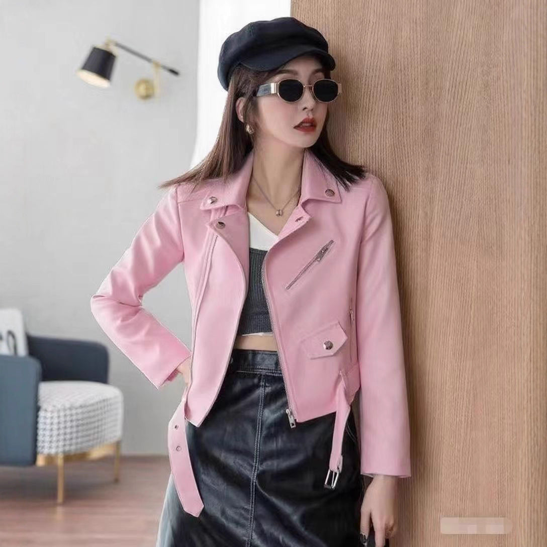 Chaqueta de cuero de moda para mujer, abrigo ajustado