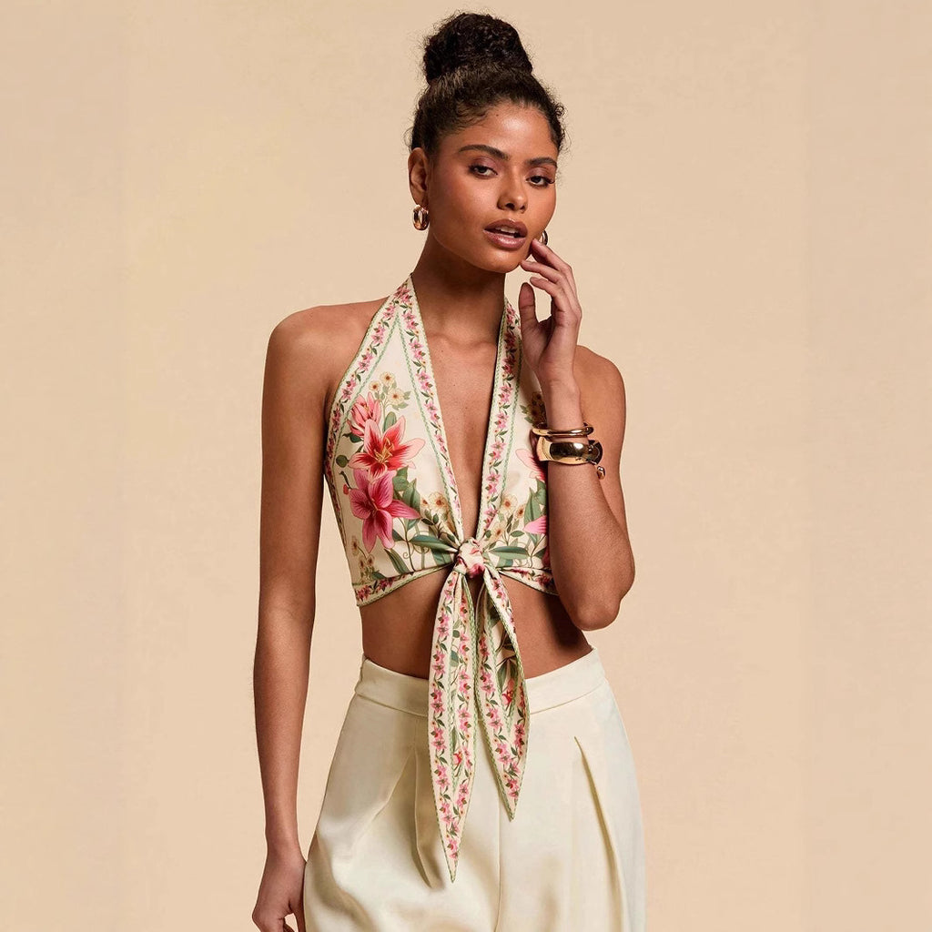 Women's Fashion Casual Backless Printed Camisole