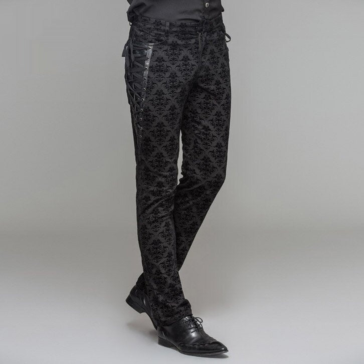 Pantalones casuales gruesos de cintura alta estilo retro palaciego para hombre