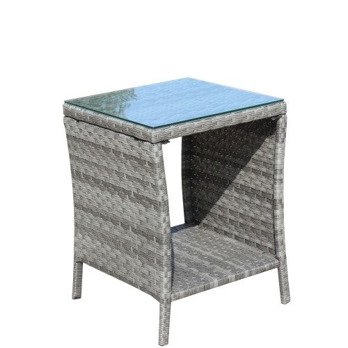 Muebles de exterior para patio, 1 mesa de centro con vidrio templado transparente