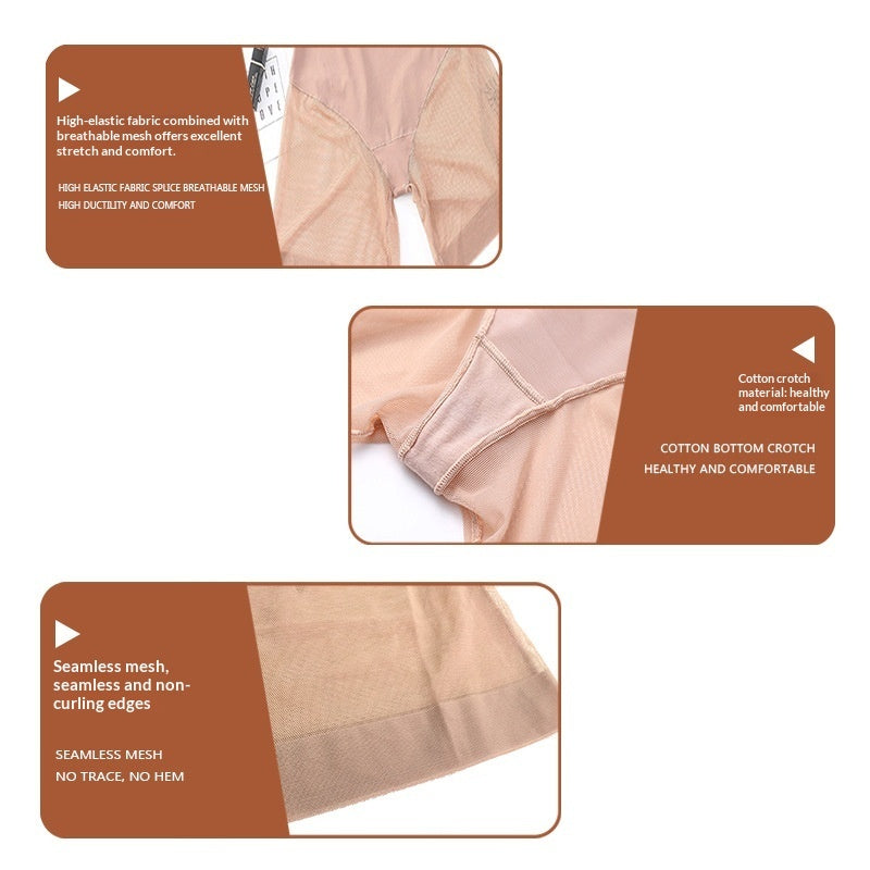 Braguitas de control de abdomen de malla transparente hechas de algodón puro