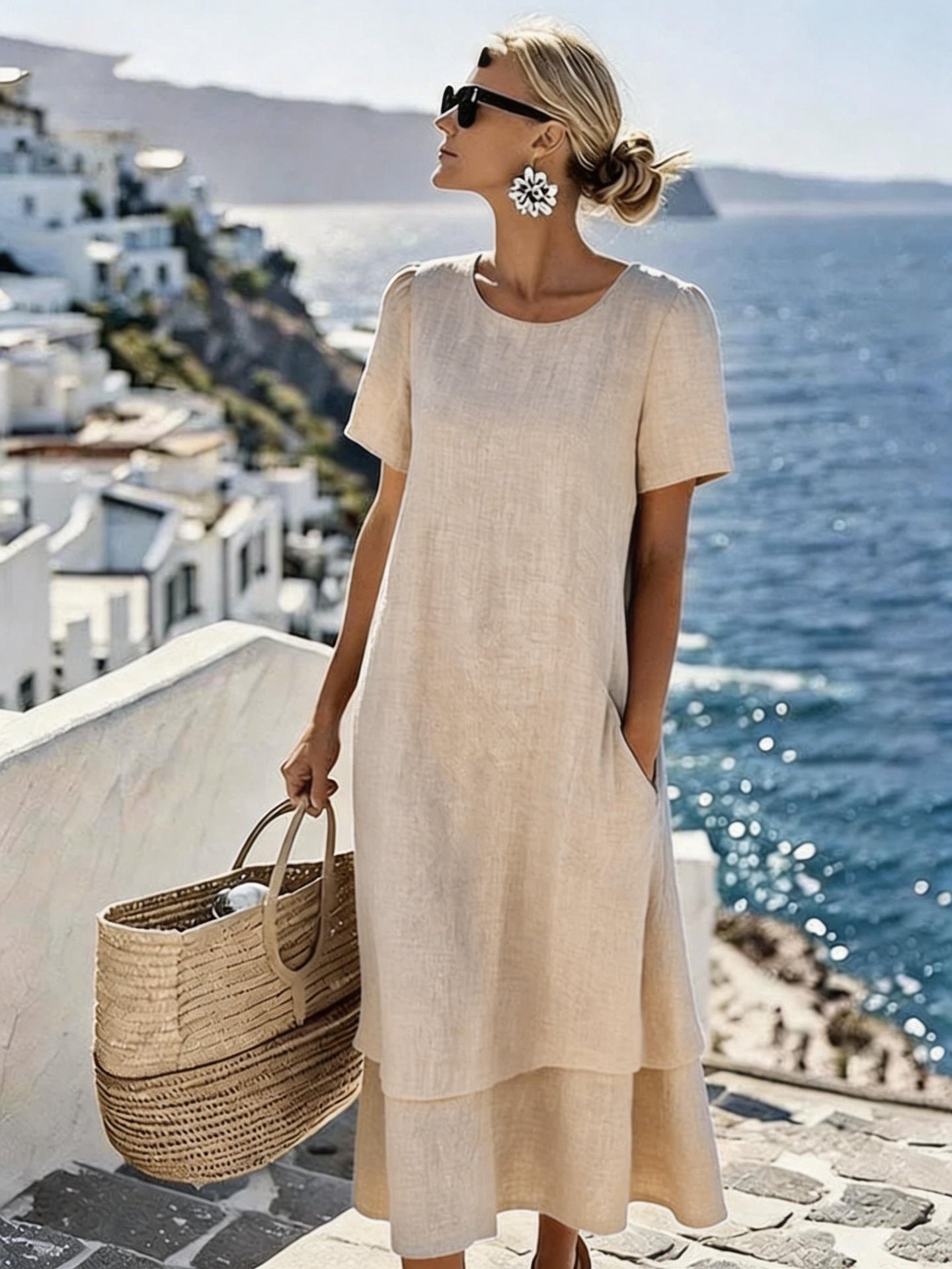 New Stylish Casual Striped V-Neck Elegant Dress