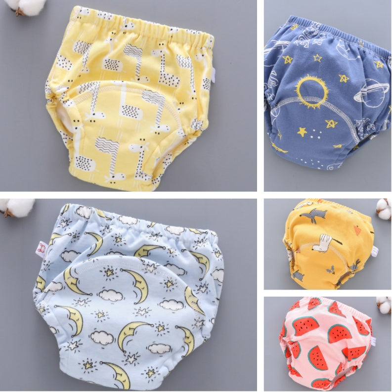 Pantalones de entrenamiento para bebé, lavables, de gasa de 6 capas, para cubrir pañales