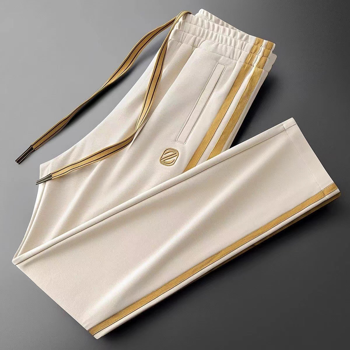 Light-luxury Blue Side Stripes In A Contrasting Color Slim-fit Casual Style