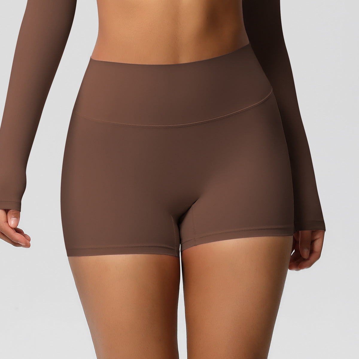 Pantalones cortos deportivos de color liso para mujer, estilo europeo y americano, para yoga.