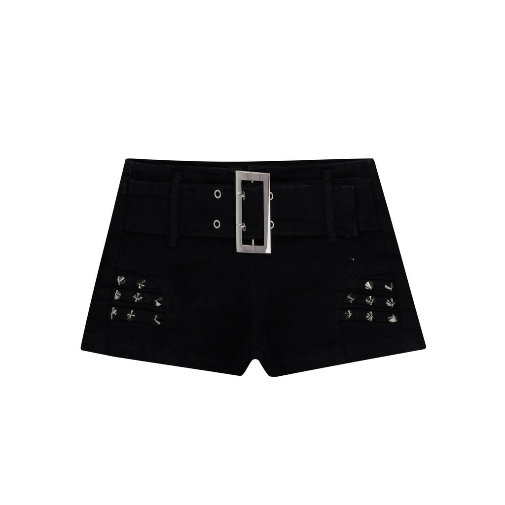 Shorts negros ultracortos de cintura baja que realzan los glúteos y adelgazan para mujer