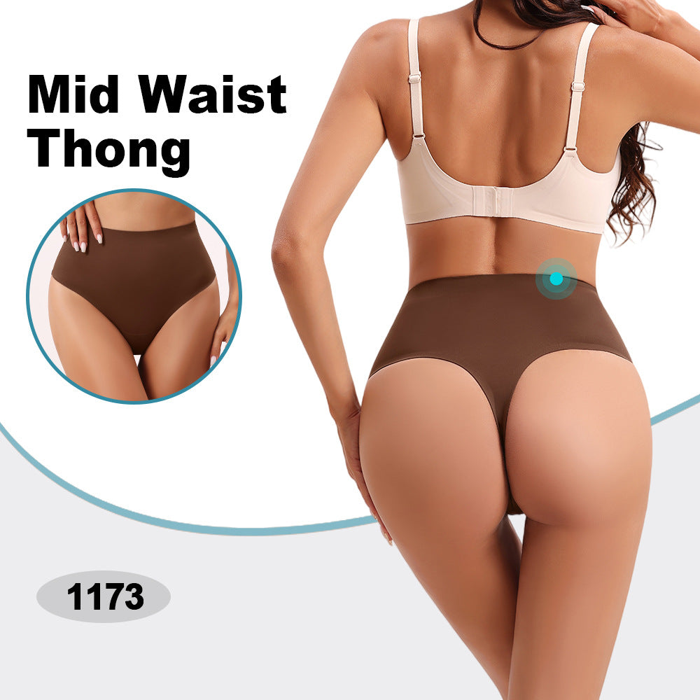 Tanga de tiro medio y alto sin costuras para control de abdomen y modelado corporal