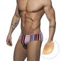 Braguita de bikini sexy de rayas de tiro bajo para hombre con diseño de copa triangular