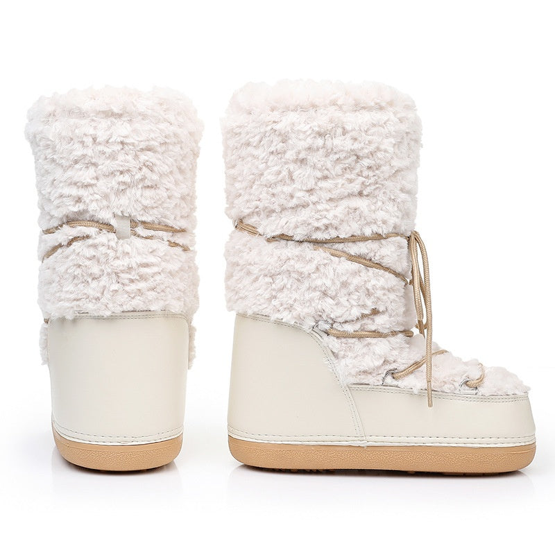 Botas de nieve de piel de cordero para mujer