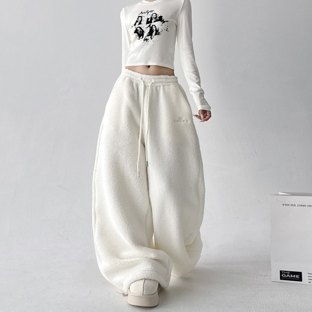 Womens Casual Loose-fitting Warm Extended-length Pants