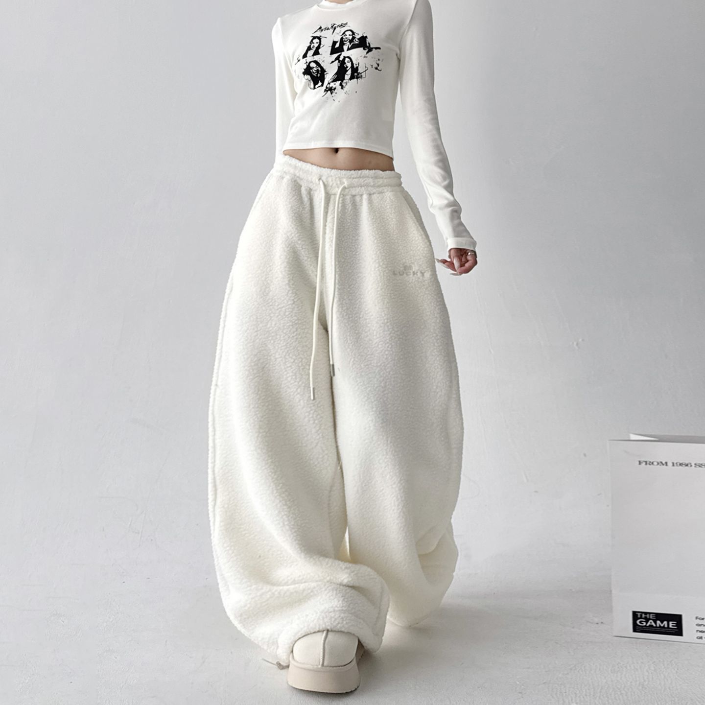 Womens Casual Loose-fitting Warm Extended-length Pants
