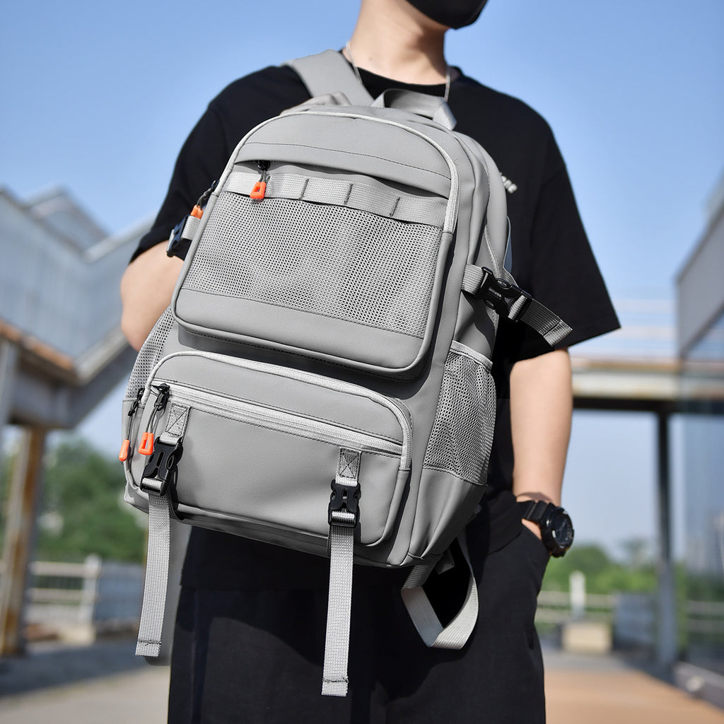 Mochila de negocios minimalista de gran capacidad y color sólido para hombre