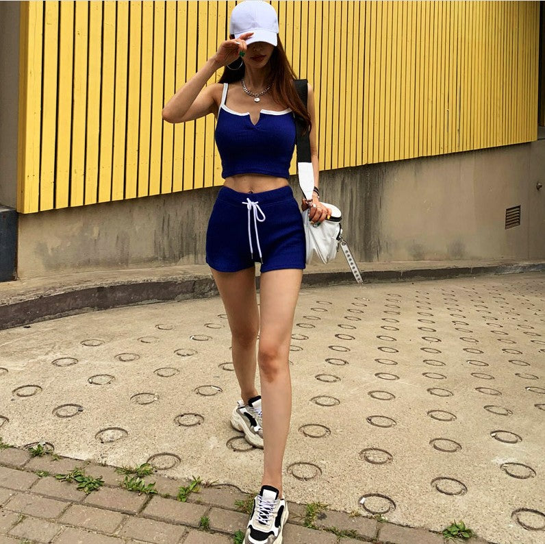 Conjunto deportivo y de ocio de dos piezas de fitness azul
