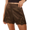 Womens Solid Color Simple And Versatile Satin Silk Lace Shorts