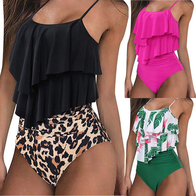 Ruffled Bikini Set Women Flounce Two Piece Swimsuit Beach Summer