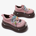 Zapatos de plataforma de cuero con cordones y plataforma de verano Dopamine
