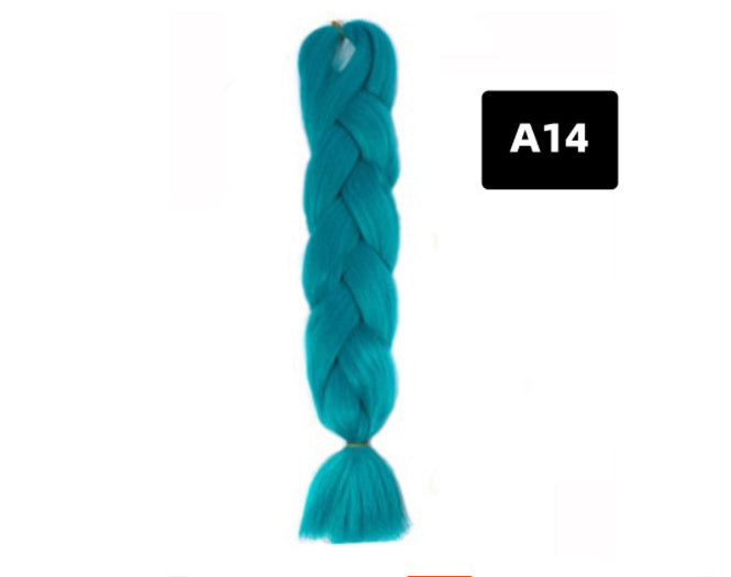 Peluca de seda africana de alta temperatura con fibra química y trenza grande en color degradado