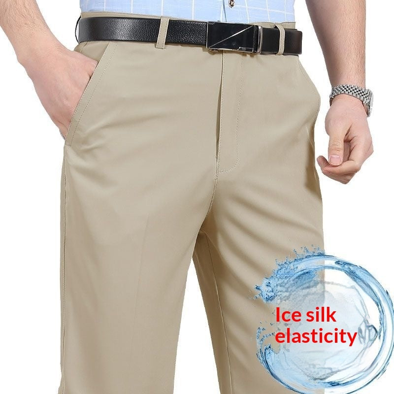 Pantalones casuales de color liso y pierna recta para hombre