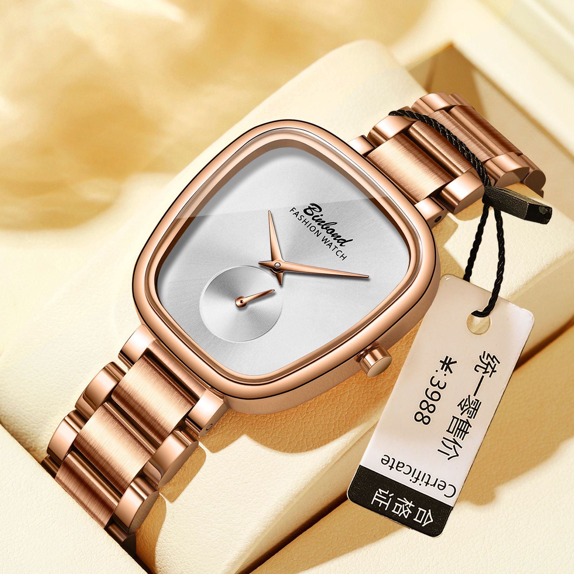 Reloj de cuarzo de acero inoxidable resistente al agua para mujer