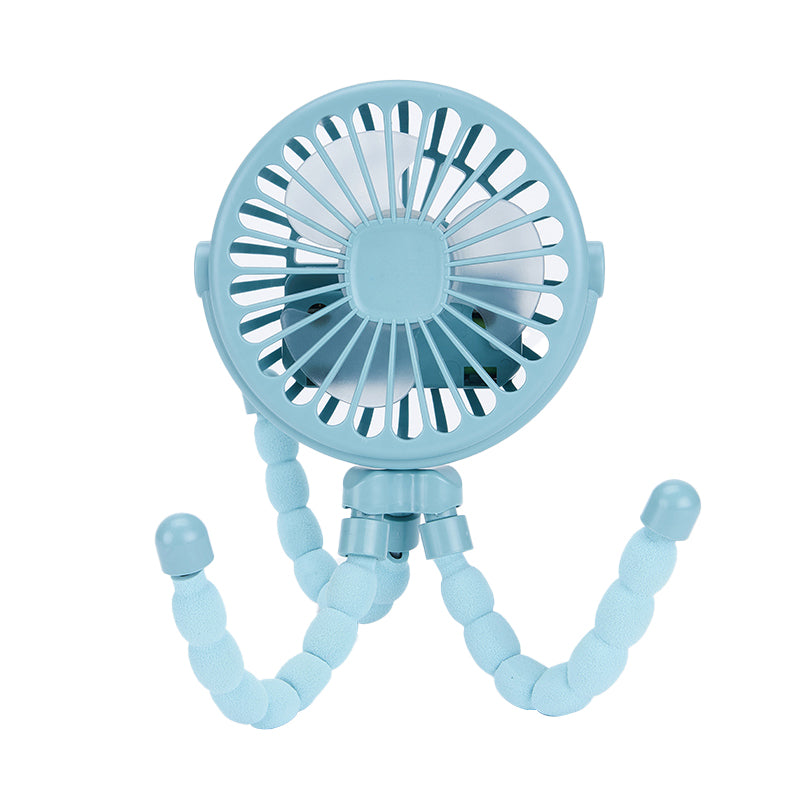 Mini ventilador portátil multifuncional para cochecito de niños con carga USB y diseño de pulpo