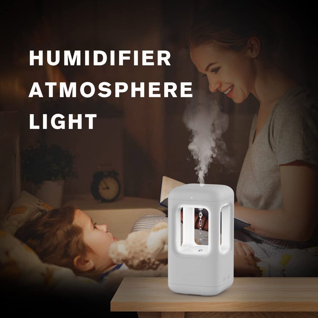 Nuevo humidificador de aire para el hogar, silencioso, para dormitorio, antigravedad, con gotas de agua y luz ambiental.