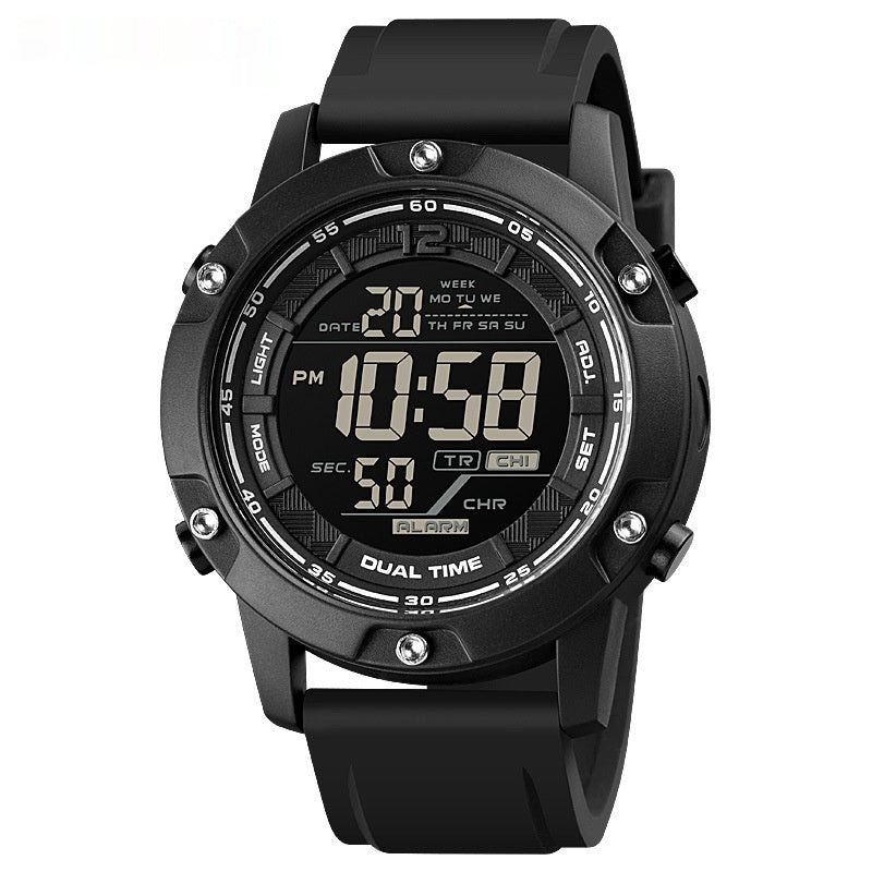 Reloj electrónico deportivo de silicona para hombre, multifuncional.