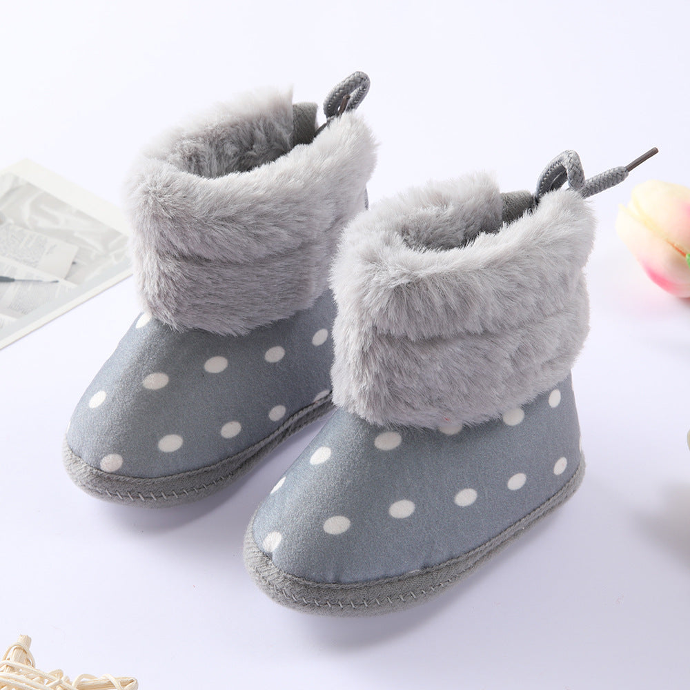 Botas de piel con lunares y zapatos para bebé recién nacido