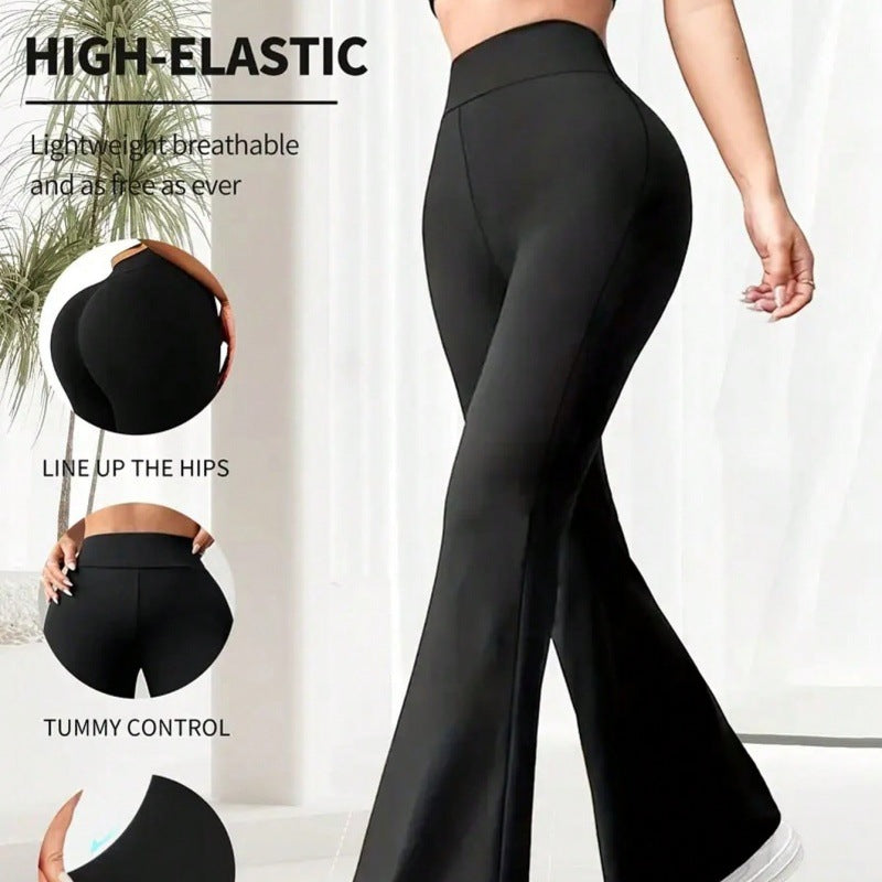 Pantalones de yoga finos de verano para mujer, leggings anchos de cintura alta y pierna recta