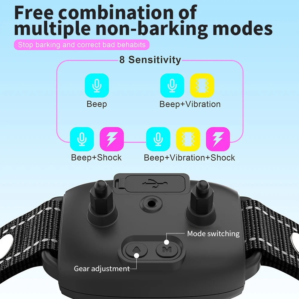 Collar inteligente automático antiladridos para perros, recargable, con pantalla digital HD, resistente al agua IP67, ideal para mascotas.
