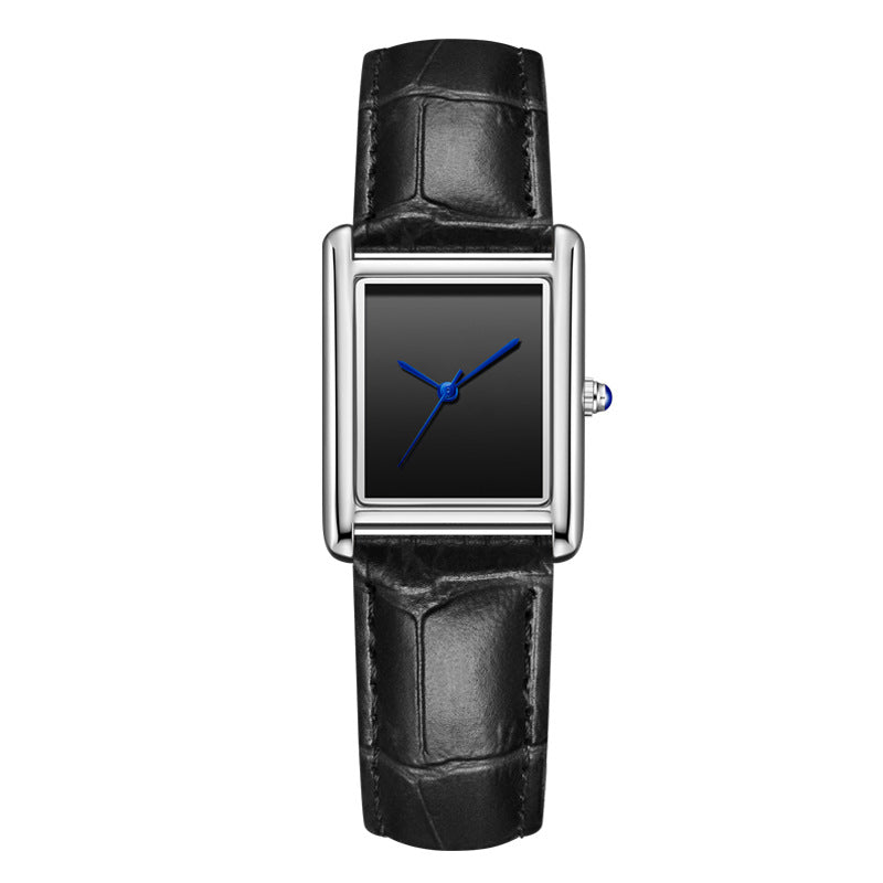 Reloj de pulsera de cuero para parejas, sencillo, cuadrado, para estudiantes, resistente al agua.