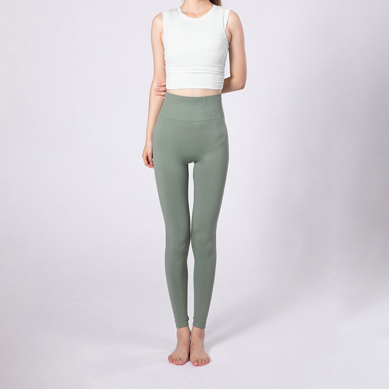 Pantalones de yoga de cintura alta con control de abdomen y levantamiento de glúteos en colores lisos