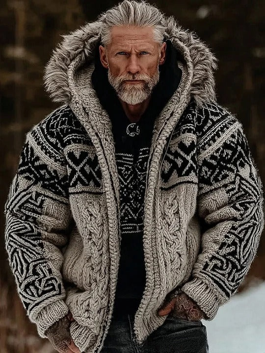 Stylish Winter Warmth Flannel 3D-Printed Hooded Zip-Up Cardigan