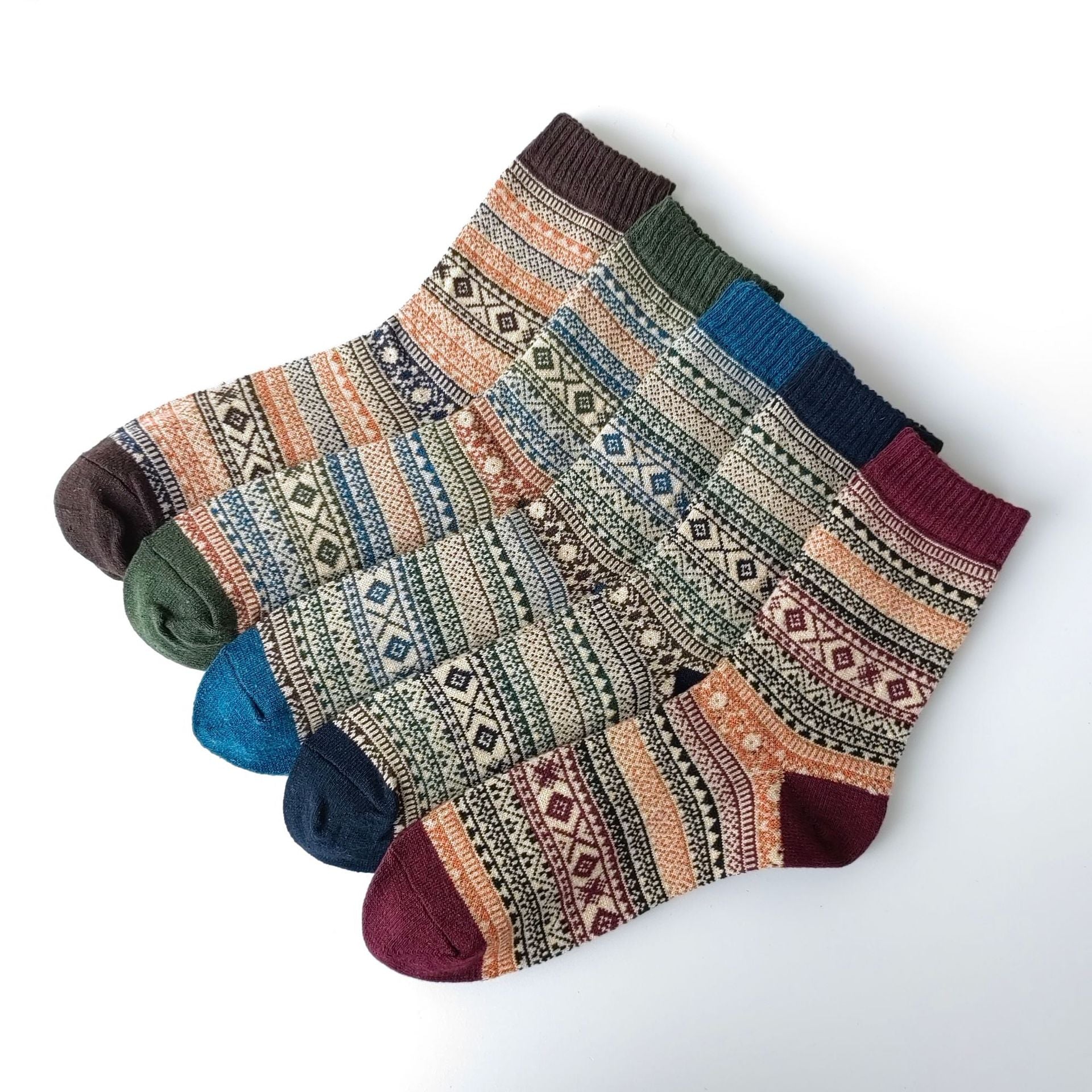 Calcetines de hombre de lana estilo étnico vintage para invierno