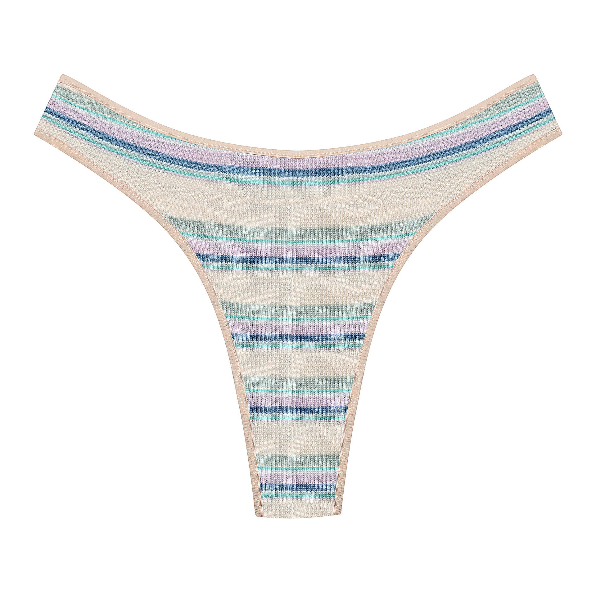 Ladies Thong Striped Stitching Color Panties New Cotton