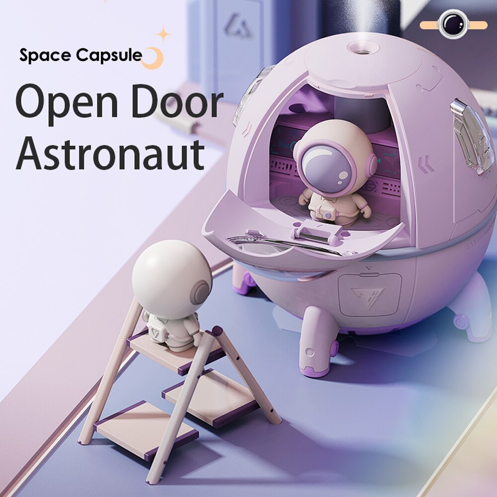 Humidificador portátil de escritorio USB con diseño de astronauta, difusor de aire de 220 ml con luz LED de colores, regalo de Navidad.
