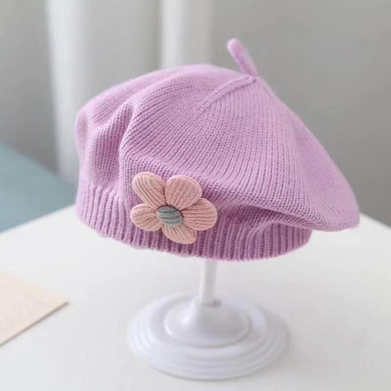 Gorro de niña Boina de punto de lana para bebé