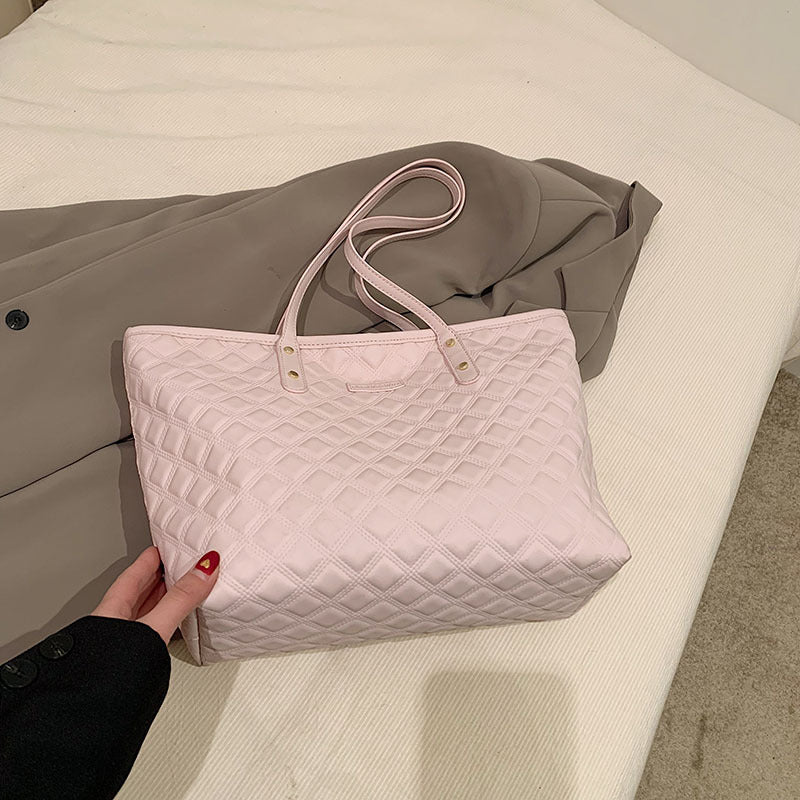 Bolso de hombro para uso diario con estampado de cuadros de diamantes