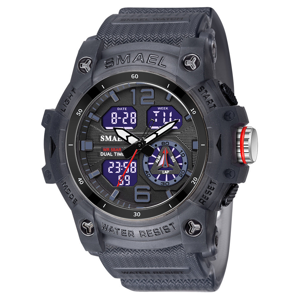 Reloj transparente para hombre para exteriores con un diseño moderno de doble pantalla.