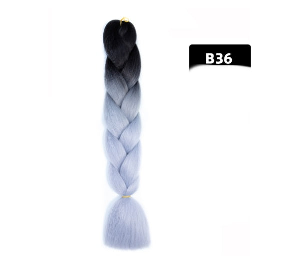 Peluca de seda africana de alta temperatura con fibra química y trenza grande en color degradado