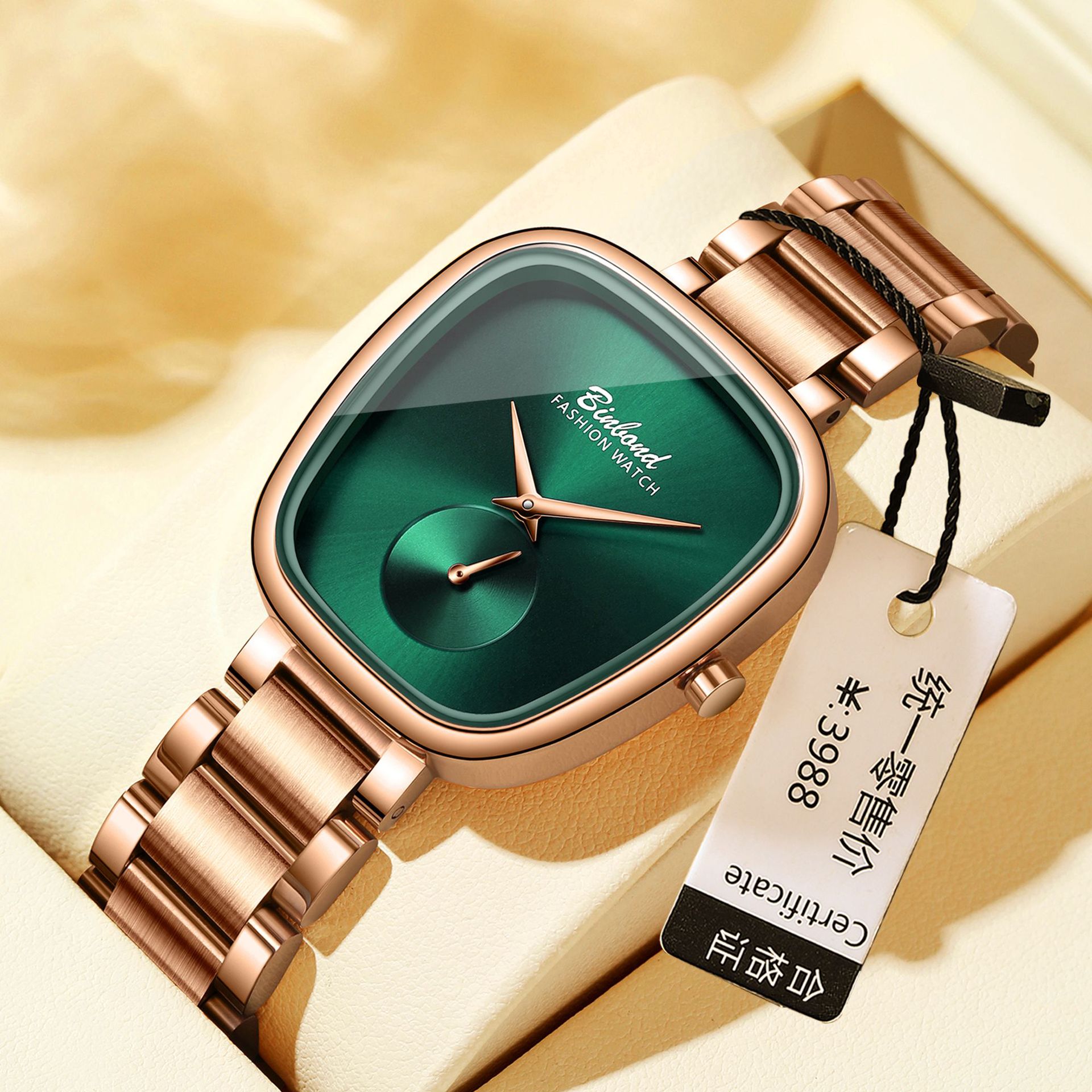 Reloj de cuarzo de acero inoxidable resistente al agua para mujer