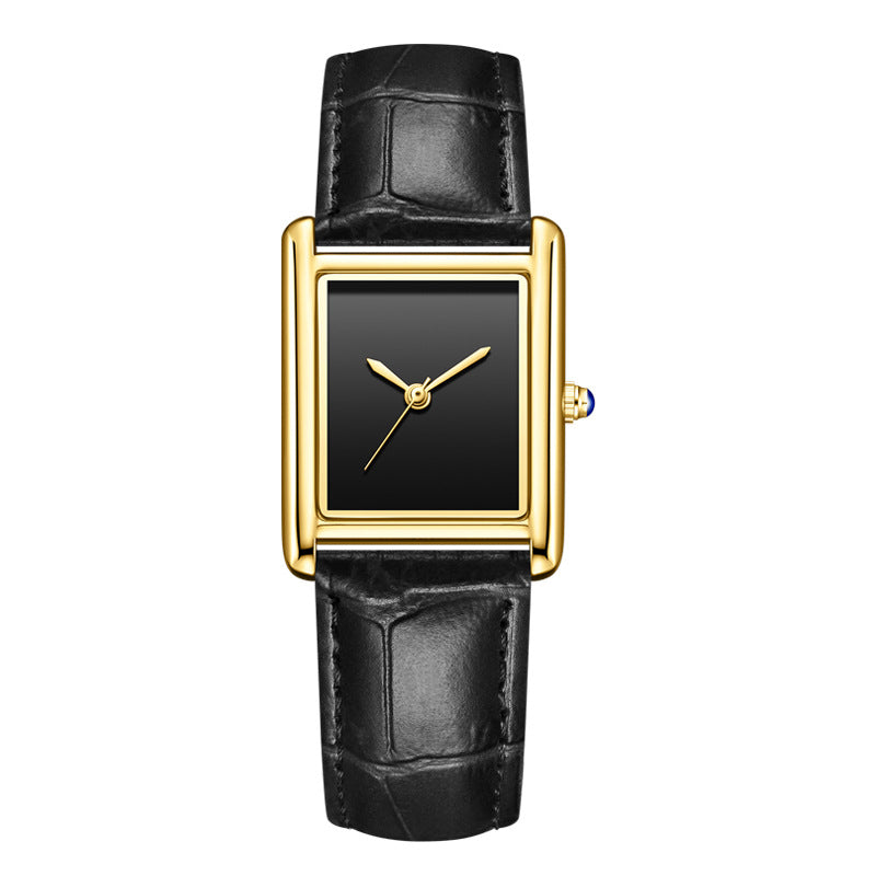 Reloj de pulsera de cuero para parejas, sencillo, cuadrado, para estudiantes, resistente al agua.