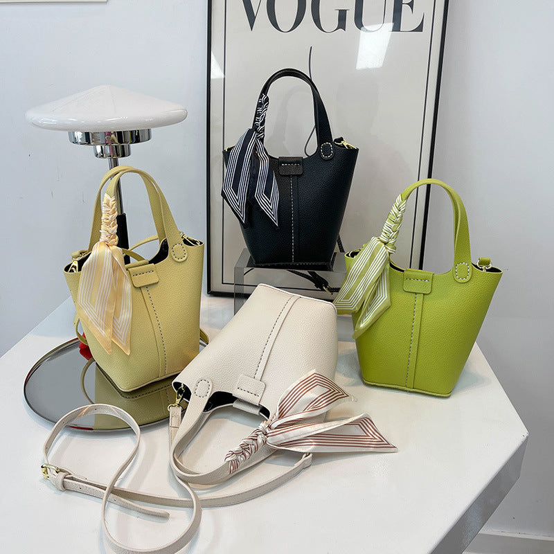Bolso estilo cubo estilo occidental con pañuelo de seda para mujer