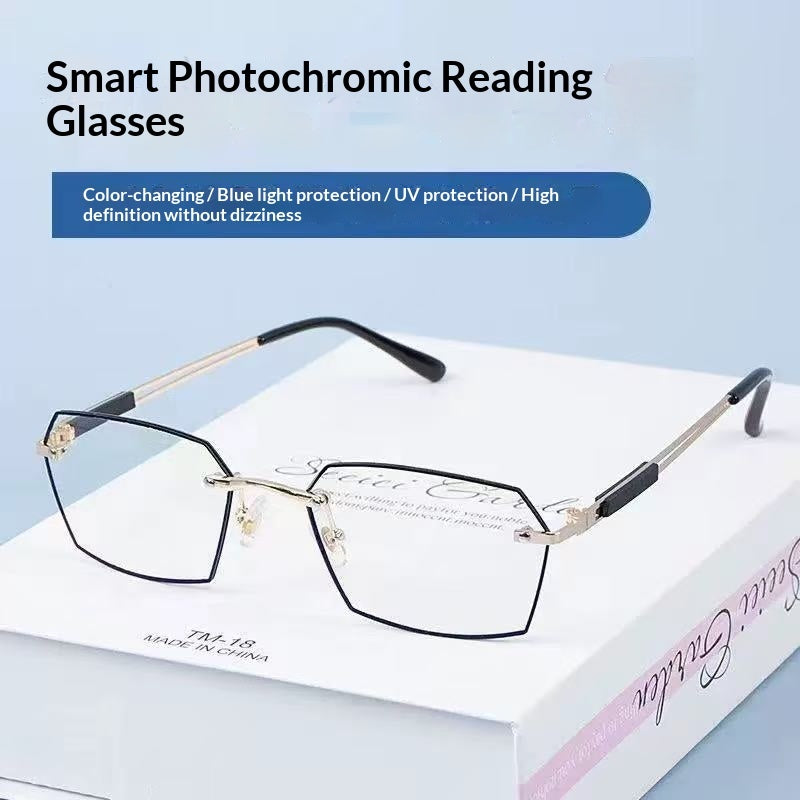 Gafas bifocales para hombre con lentes que cambian de color sin marco