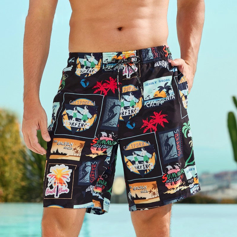 Shorts de playa holgados de secado rápido para parejas con estampado digital