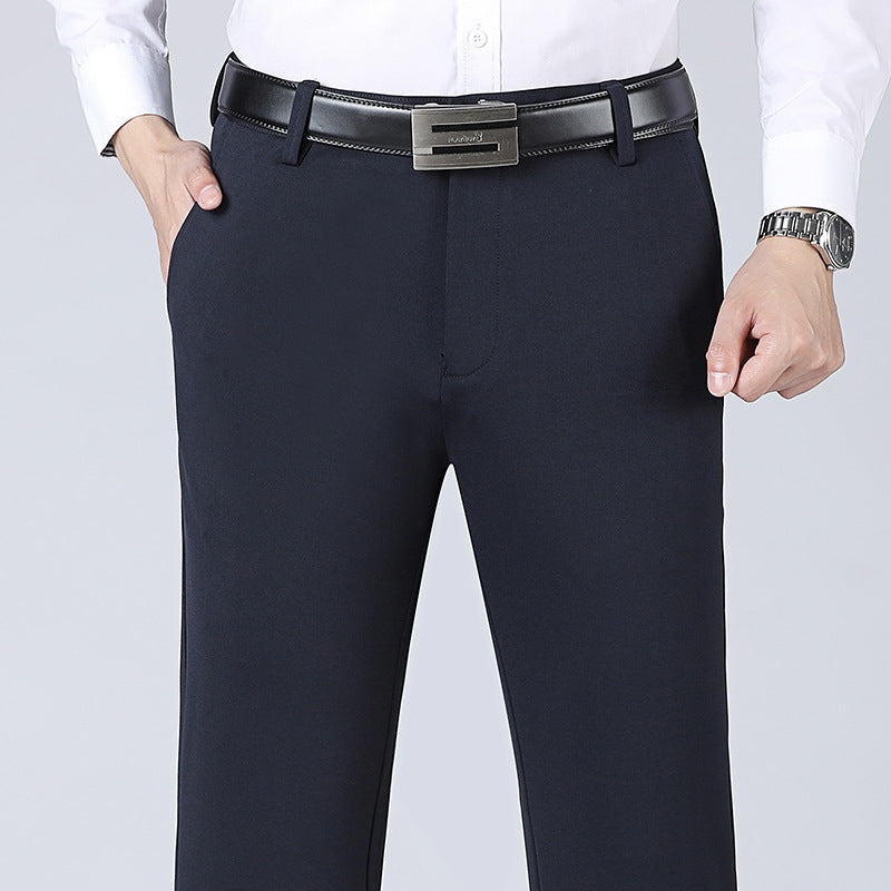 Pantalones casuales rectos de negocios elásticos para hombre