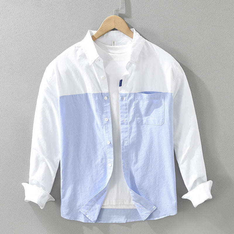 Mens Patchwork Long Sleeve Top