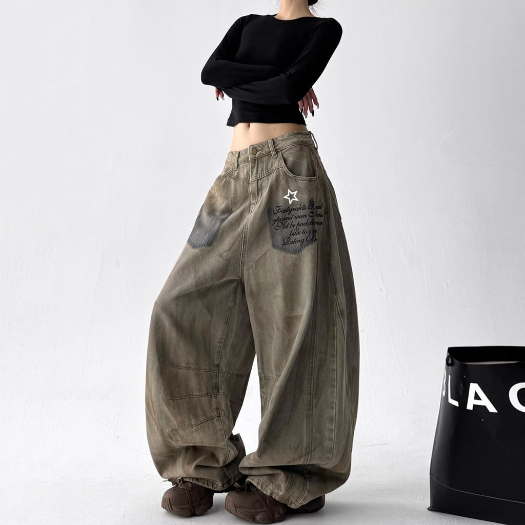 Loose-fit Wide-leg Pants With A Curved Hem For Women
