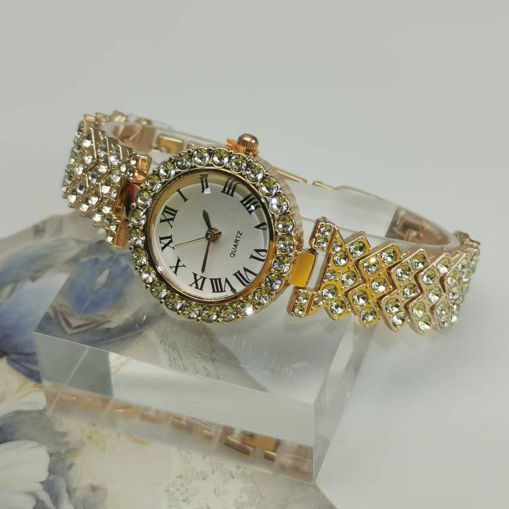 Reloj de pulsera de cuarzo con diseño de cielo estrellado y diamantes para mujer, versátil y de negocios.