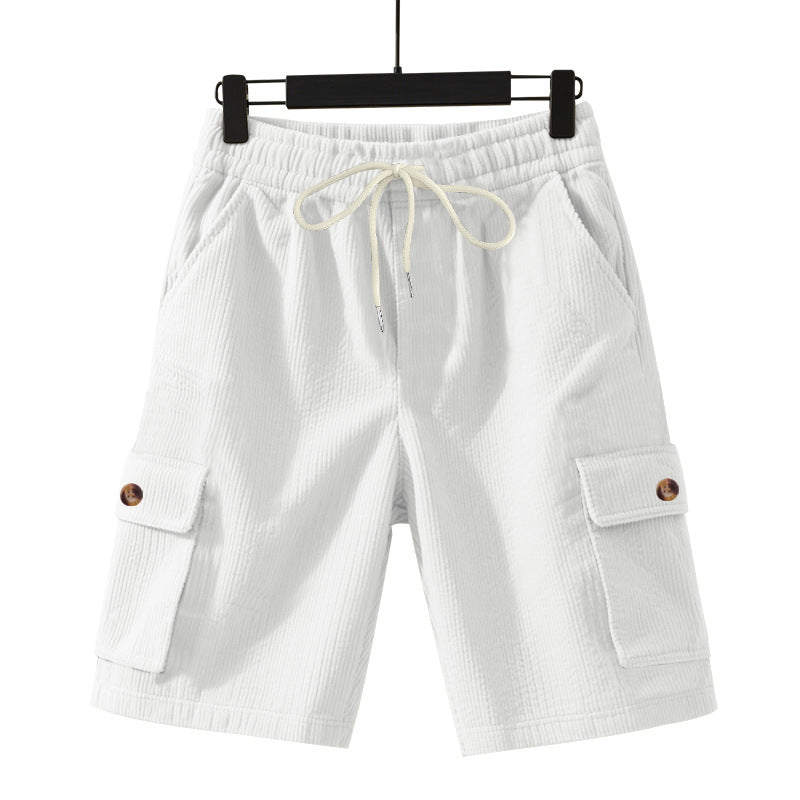 Men's Heavyweight Loose Casual Corduroy Utility Cropped Shorts