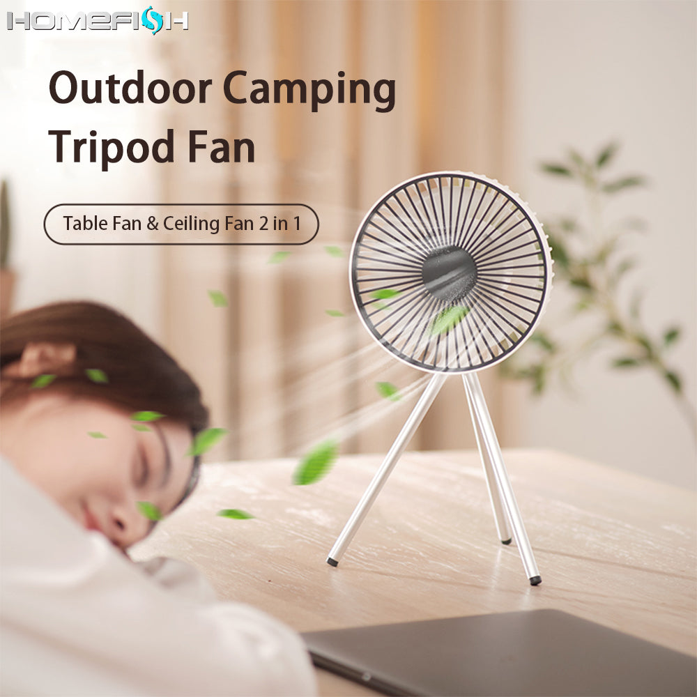 Ventilador de camping con trípode, portátil, de escritorio, para tienda de campaña, para colgar en el techo, pequeño ventilador para exteriores